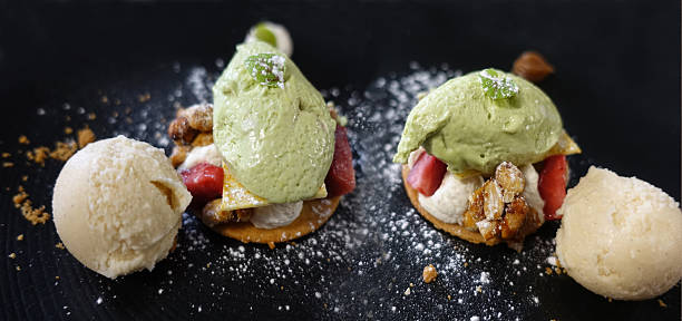 Pistachio and vanilla praline ice cream, dessert buffet