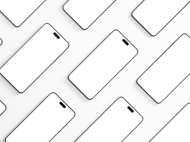 istock Realistic smartphone mockup. Group of samples of Mobile phone with blank  white screen  isolated on white background. Device front view. 3D image 2248844289