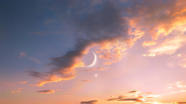 istock New moon with Venus at sunset. Celestial landscape. 2248847447