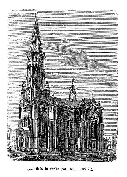 istock The Zionskirche (Berlin) engraving captures the architectural beauty and historical significance of this renowned church, designed by August Orth. 2248848552