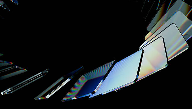 istock Futuristic abstract composition with reflective surfaces and geometric shapes on dark background 2248852199