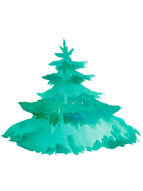 istock Pine tree. Watercolor hand drawn abstract fir tree silhouette isolated on white for nature designs, patterns, forest scenes, eco-friendly decor, and seasonal themes, packaging, decorations, gifts 2248853323