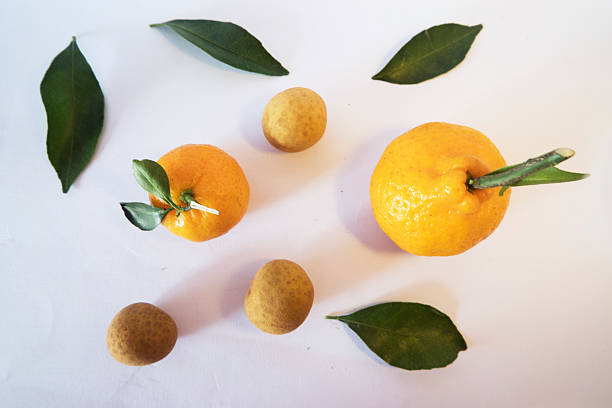 istock Natural Fresh Orange with Green Leaf flatlay 2248863173