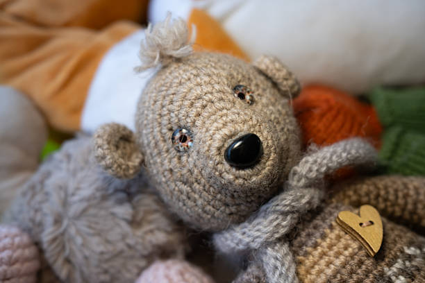 istock Charming handmade crochet teddy bear with love 2248863730