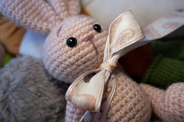istock Charming handmade pink crochet bunny toy 2248863735