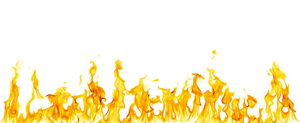 istock Bright orange flames rising across the bottom of a white background create a dramatic fire effect ideal for heat concepts, burning visuals, and creative design elements for various projects. 2248866088