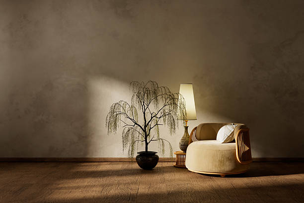 istock Minimalist cozy corner with soft lighting, natural textures and serene negative space for modern interior aesthetics. 3D illustration 2248871219