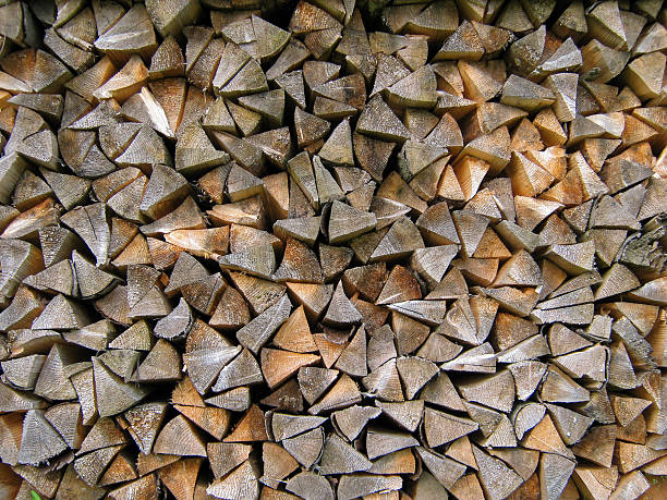 Firewood camp split and stacked