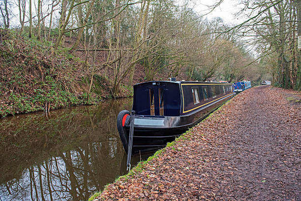 istock Narrowboat moored on a British canal in rural setting during winter 2248881362