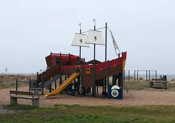 Pirate ship as children's playground on Paljassaare peninsula near Tallinn