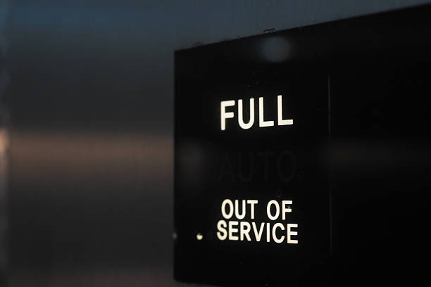 istock Elevator sign indicating full capacity and out of service 2248894390
