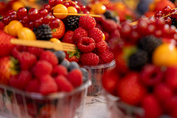 Fresh Red Berries for Sale at Market