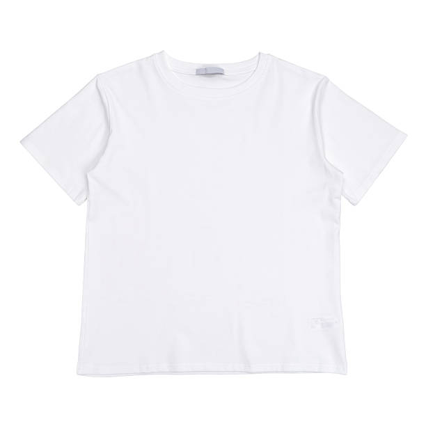 istock A classic white T-shirt, isolated on a white background, front view 2248897416