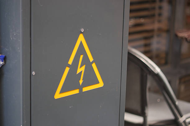 istock Warning sign on electrical cabinet in industrial location 2248898176