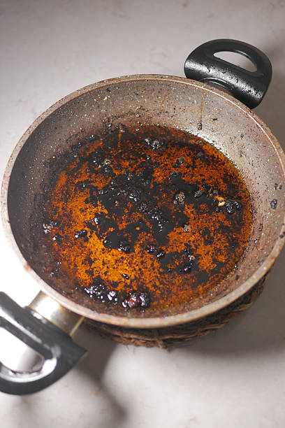 istock Burnt oil in cooking pot on a kitchen counter 2248900177