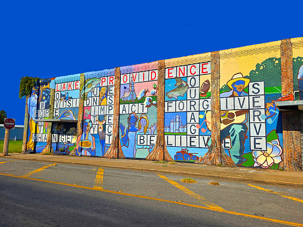 Colorful Mural on wall in Town of Transylvania Lousiana along historic Route 80 09.15.2025