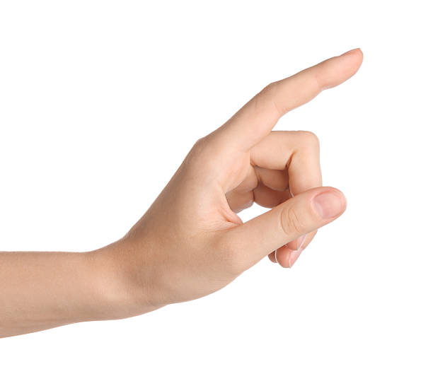 istock Woman touching something on white background, closeup 2248914201