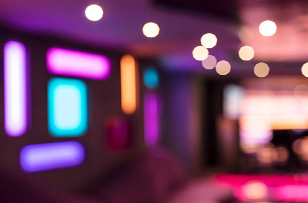 Bokeh nightclub background with warm colorful lights
