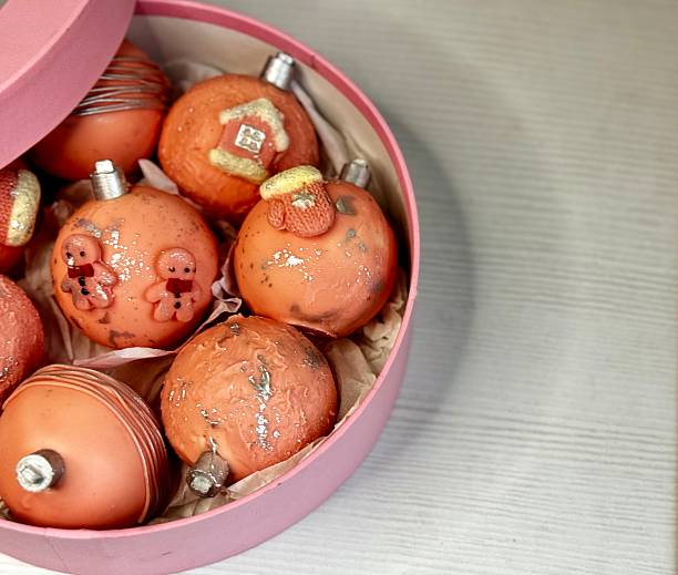 istock Christmas Ball Cake Decorations in a pink box 2248933450