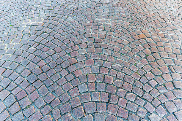 Geometric Patterned Pavement Gray Stone Tiles Outdoor Floor Texture