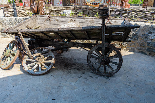 istock Old broken wooden carriage at the farm 2248934908