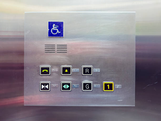 istock Close-up view of an elevator control panel featuring floor buttons, emergency functions, door controls, and a wheelchair accessibility symbol. 2248935795
