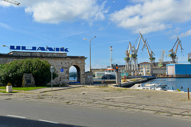 Pula, Croatia, Europe, 09, 21, 2025: The Uljanik shipyards in Pula, Croatia, an industrial port since the days of the Romans on the Adriatic coast in Europe