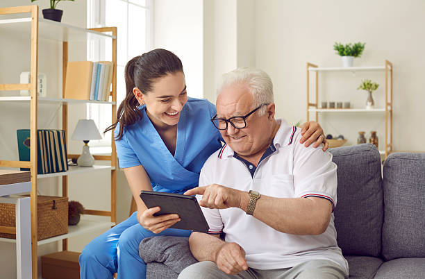 istock Visiting a medical worker of a feeble-minded man. 2248944140