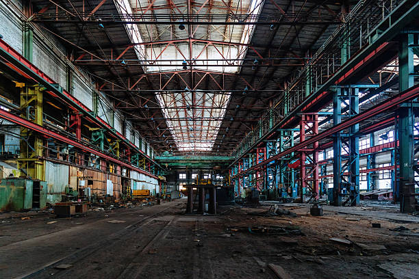 istock Old abandoned broken ruined industrial building interior 2248948700
