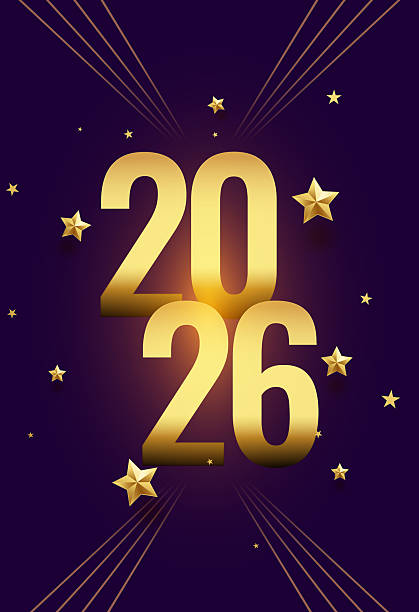 istock shiny 2026 lettering new year poster with stars decor 2248961253
