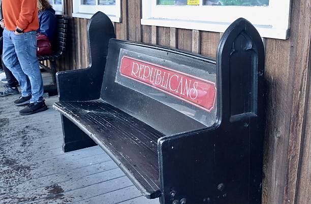 A bench for Republicans to sit at outside a store in Oregon