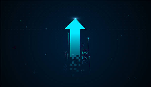 istock A Technology glowing digital arrow rises upward, symbolizing strong financial growth and technological advancement. The futuristic blue tones and pixel elements 2248962692