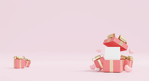 istock 3d render valentine's day background with open gift box, blank white card, and pink hearts. ideal for message mockup, greeting, or sale promotion banner. 2248969764