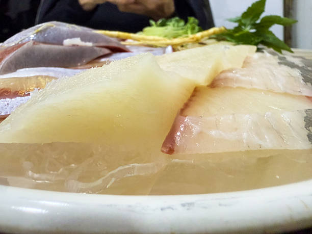 istock yellowtail sashimi with ginseng and wasabi 2248976656