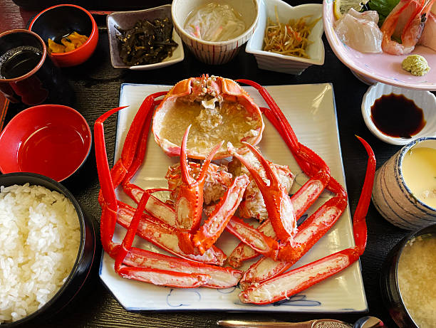 fresh crab is popular Japanese food in winter