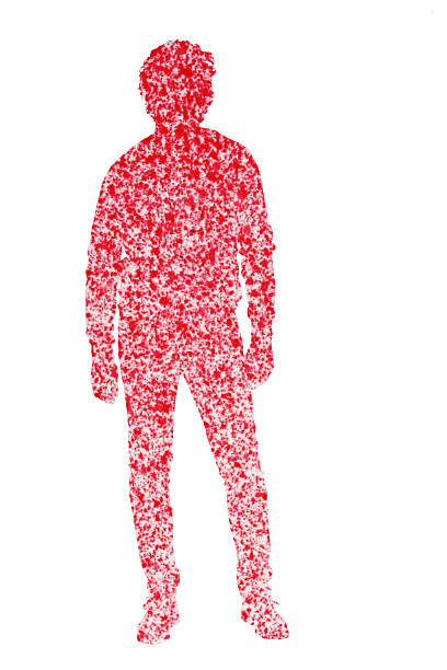 Silhouette of a standing man made spray paint red e color