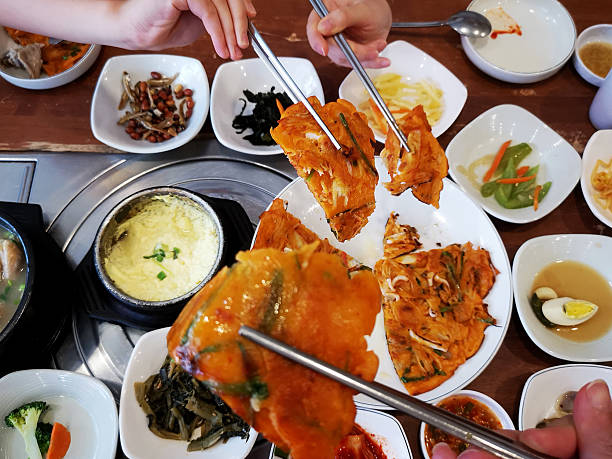 Korean meal in restaurant