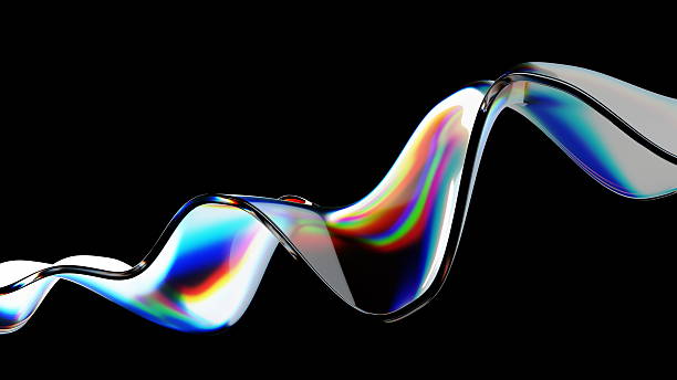 istock flowing wave pattern displays soft curves and vibrant colors against a black background. light interacts with the surface, creating a visual spectacle of reflections. 3d render 2248987902