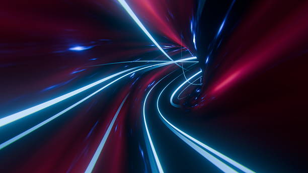 istock Bright colored lights swirl and flow to create a dynamic tunnel effect, resembling a futuristic pathway. light patterns suggest speed and motion through a digital landscape. 3d render 2248987925