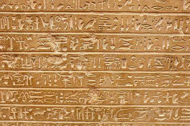 Close up of Egyptian hieroglyphics on a wall