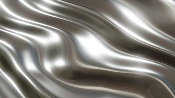 istock Silver chrome metal background, shiny and lustrous metal pattern texture, silky liquid chrome waves. 2248999180