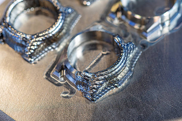 Intricate metal objects created using advanced additive manufacturing technology with focus on detail