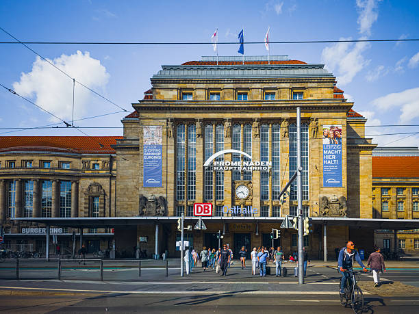 monochrome central station with railways and steel construction - Dresden