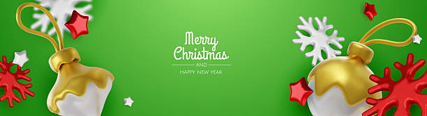 istock Happy New Year and Merry Christmas. Christmas holiday background with realistic 3d objects, bauble balls, conical metal stars. Levitation falling design composition. 2249009066