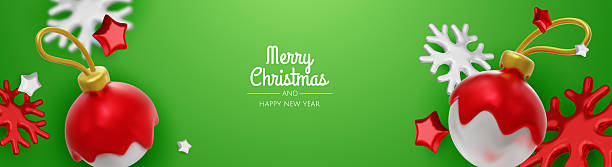 istock Happy New Year and Merry Christmas. Christmas holiday background with realistic 3d objects, bauble balls, conical metal stars. Levitation falling design composition. 2249009084