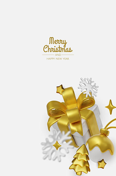 istock Stylish golden Christmas decorations with snowflakes creating a modern holiday composition perfect for greeting cards and seasonal promotions 2249009748