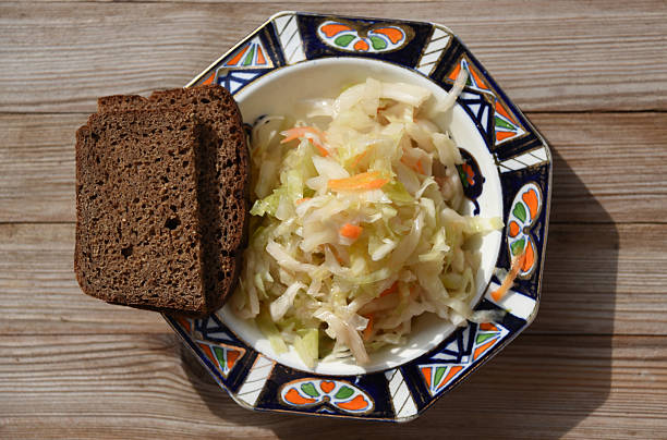 Homemade sauerkraut with black bread