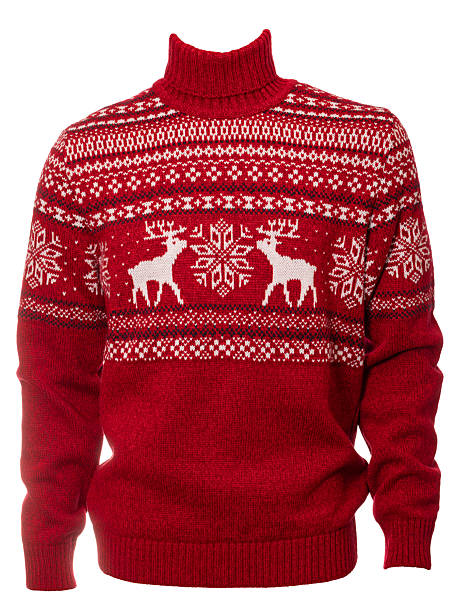 istock Red Christmas sweater template isolated on white 2249019146