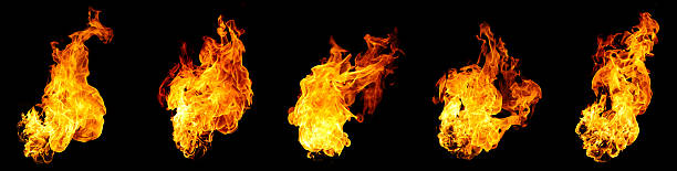 istock Realistic isolated fire flames on a black background, perfect for action scenes, energy effects, digital artwork, and creative visual compositions, offering detailed fiery textures professional design 2249020919