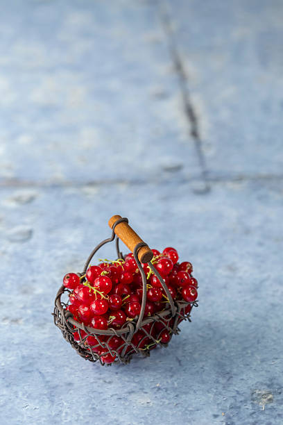 Still life. Photo of a basket with red currants.